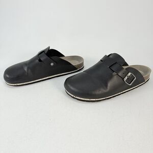 Sanita Bio Sandal Malta Open Back Womens EU40 Black Leather Slip Ons Slide Mules